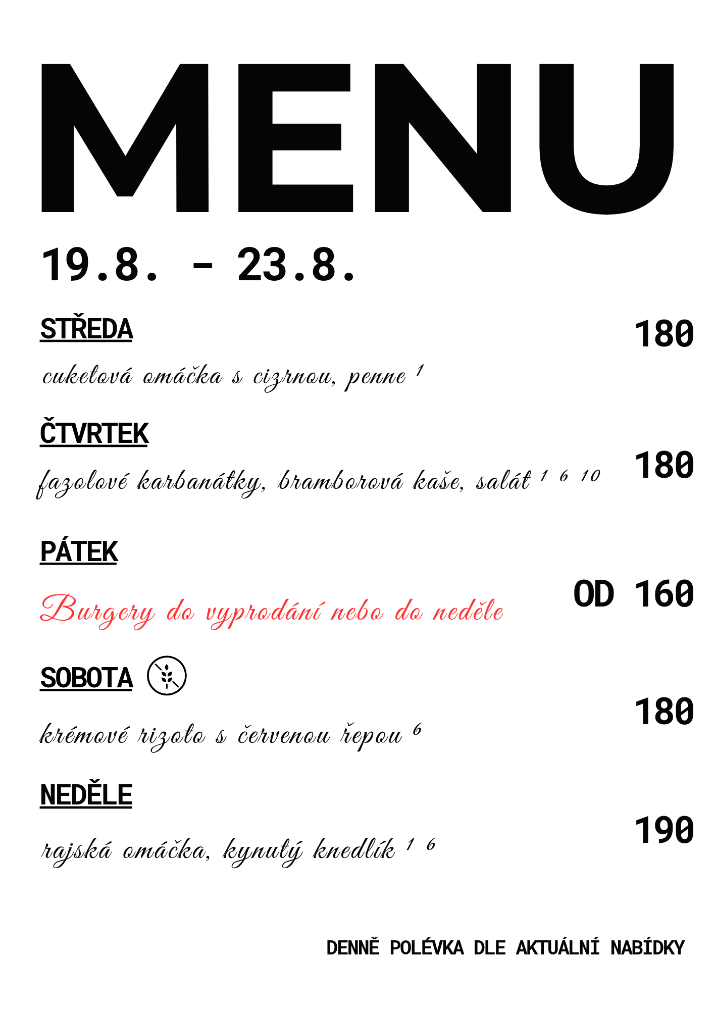 týdenní menu